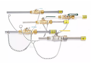 Corporation Stop - removable chemical injection quill in pressurized lines, sizes 1/2" to 1", SS316, PVC, Hastelloy, Kynar, Alloy C20 with and without lead free brass ball valve - Yamatho Supply