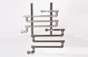Corrosion coupon rack kit 3/4" or 1" in PVC, Black Iron, Clear PVS, SS304 with 2, 3 or 4 stations and 5GPM flow regulator on galvanized strut