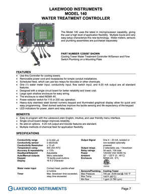 Water electrical conductivity controller for cooling towers Lakewood model 140