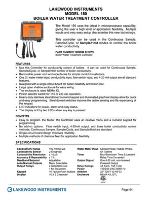 Boiler blowdown, TDS controller Lakewood Instruments model 1575e p/n 1229245